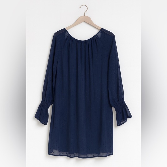 Mi Ami Large Navy Sheath Dress w/ Silver Thread Accents & Tie Neck - Classic - Picture 3 of 3